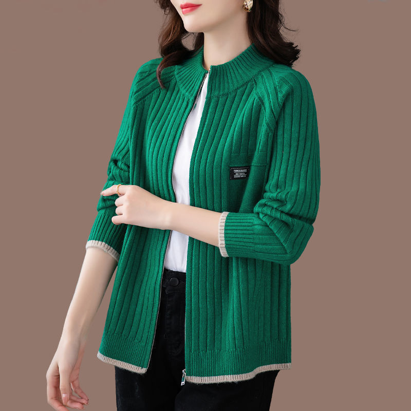 Miniatura: Knitted Cardigan Women's Coat 2025 Autumn Winter New Long sleeved Casual Zipper 