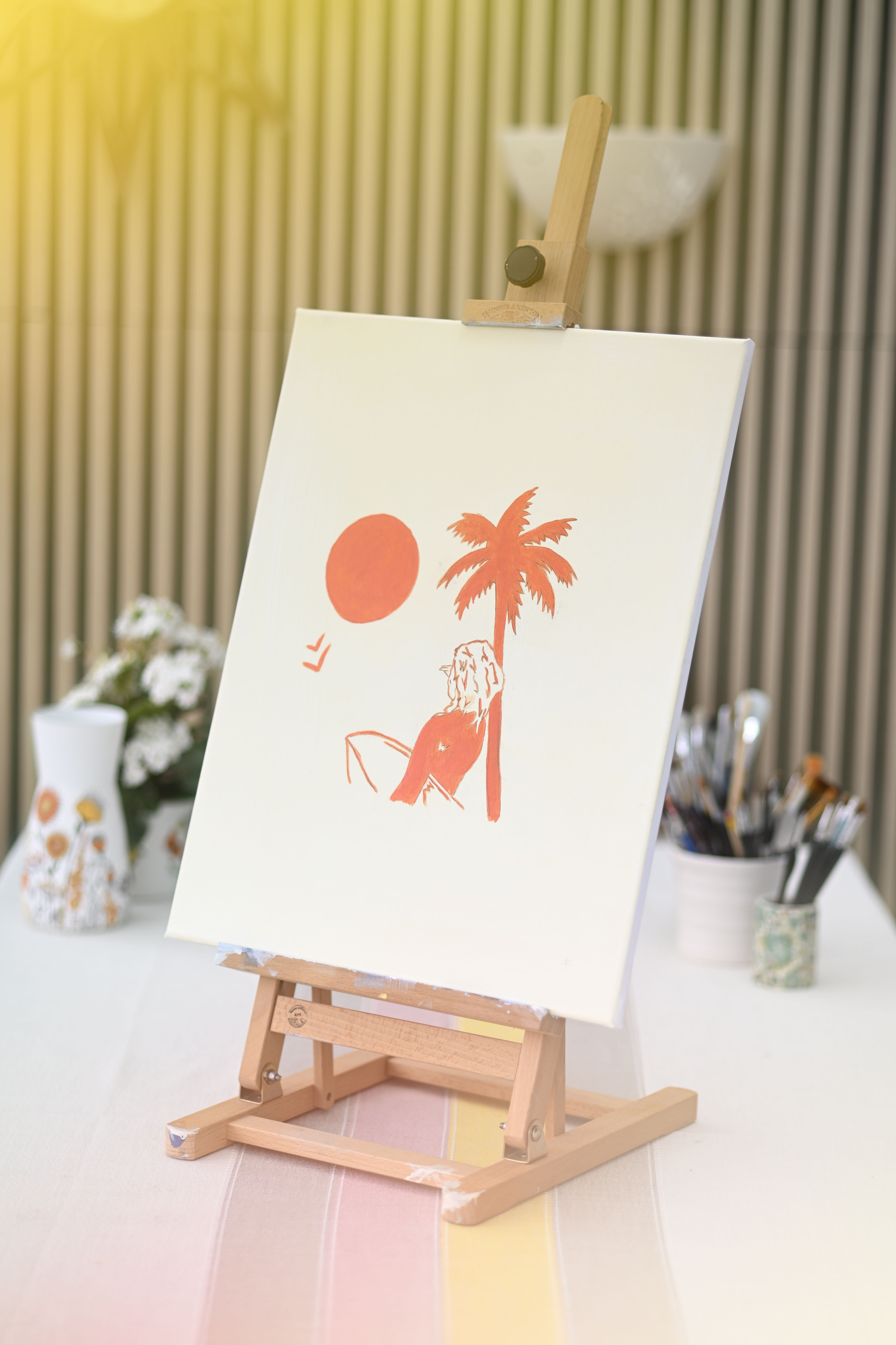 Canvas Original Art -Checking the Surf