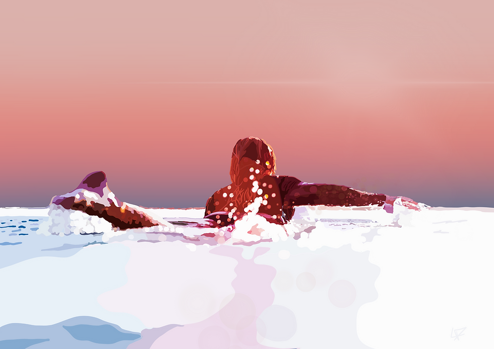 Thumbnail: Sunset Surf Art Print