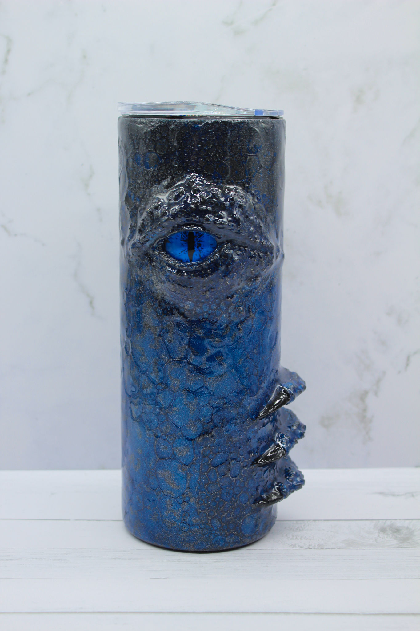 Metallic Blue and Black Dragon