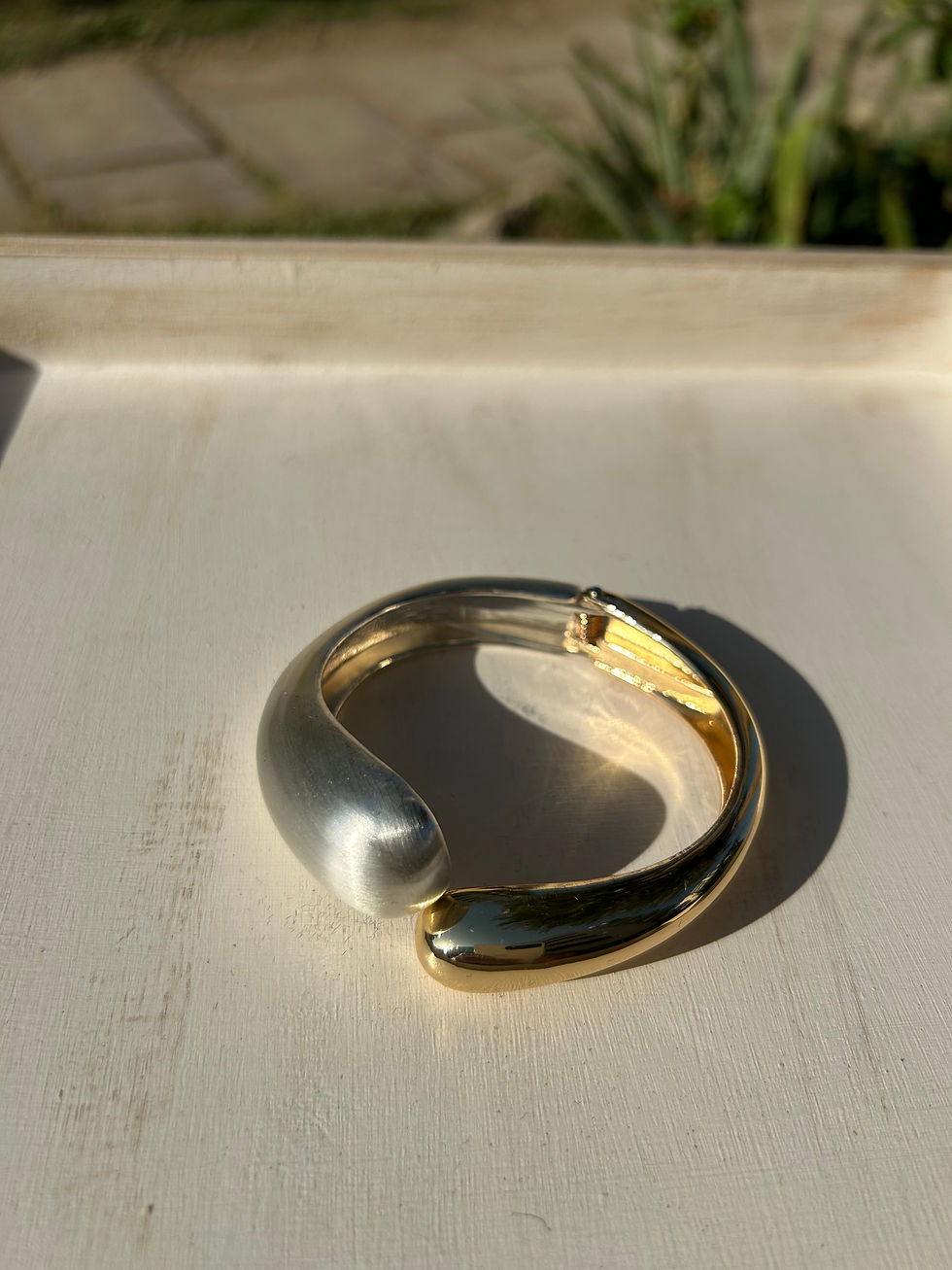 Çelik 2 Renkli Gold&Mat Silver Sarmal Kelepçe Bileklik