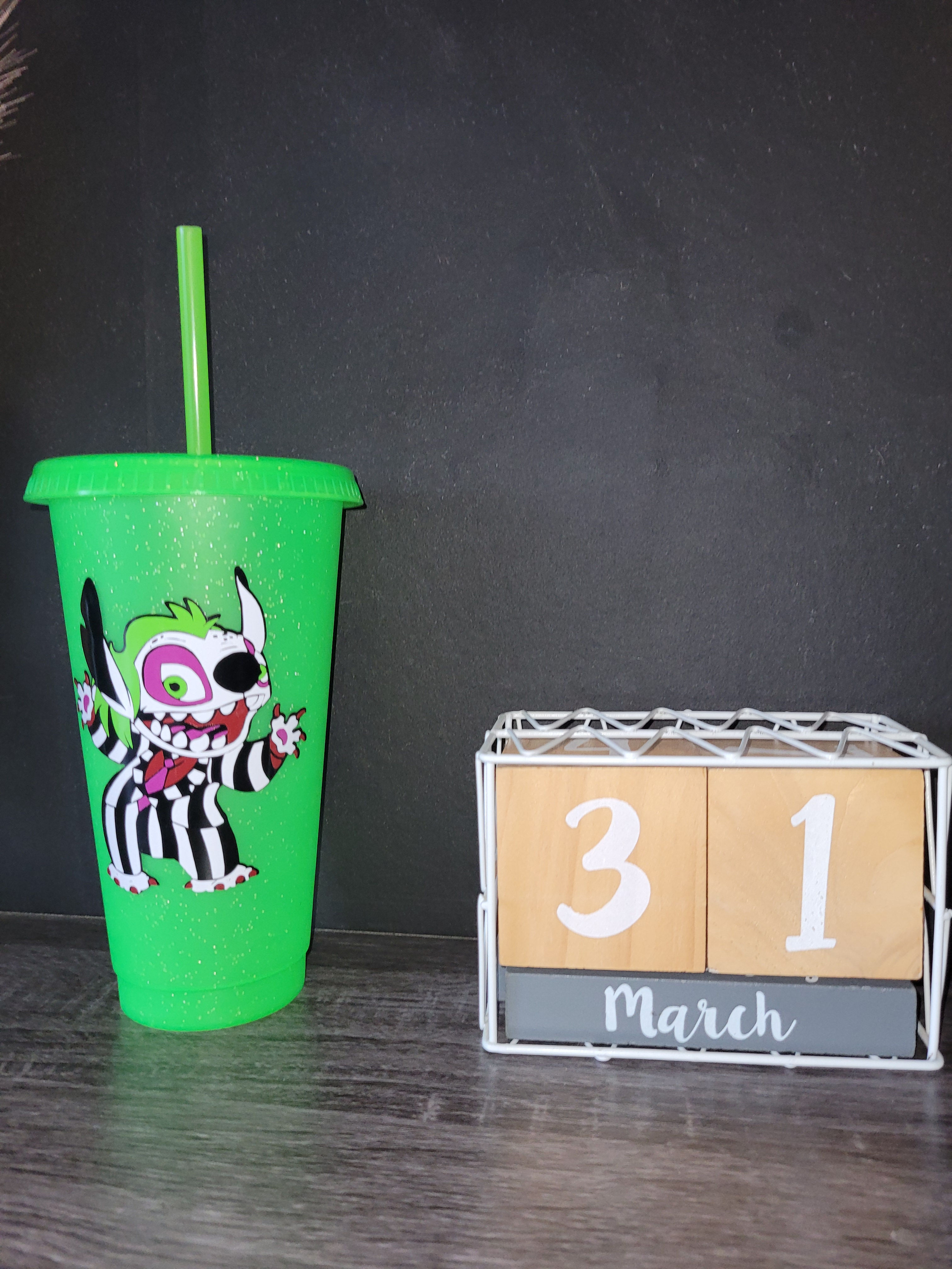 Beetlejuice Stitch inspired Tumbler