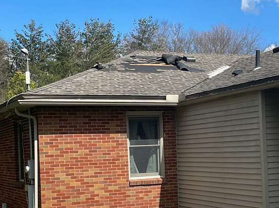 Roof with missing shingles