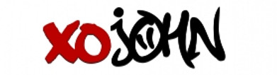Red and black XO JOHN logo, stylized text on white background.