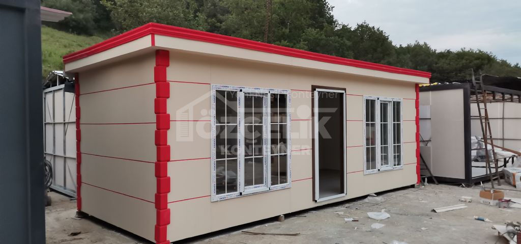 300x700 wc’li ofis konteyner ön cephe görünümü