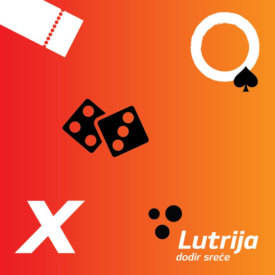 Croatian National Lottery Logo with illustration of card symbols and two dices