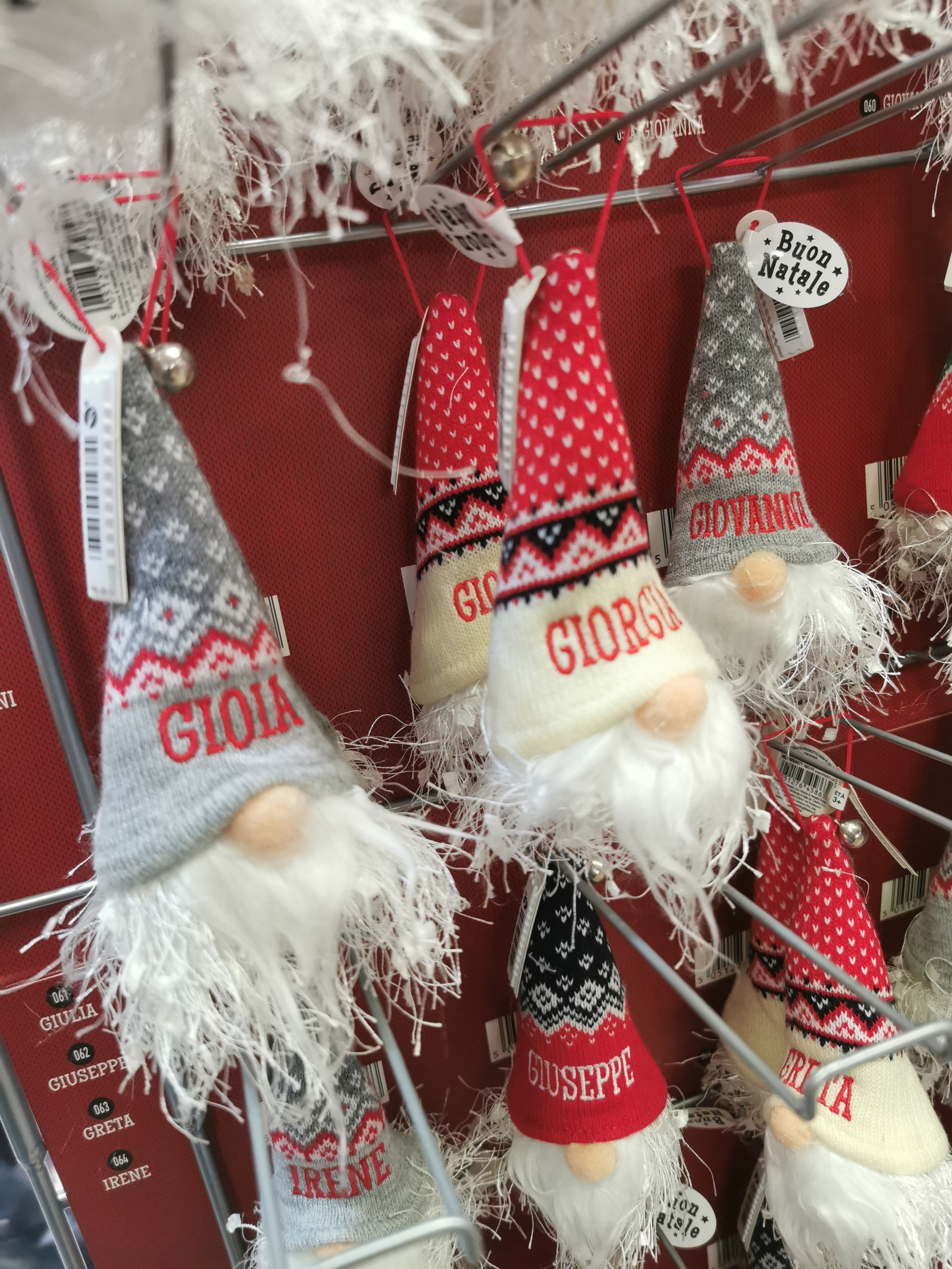 Gnomi luminosi con nomi per albero di Natale