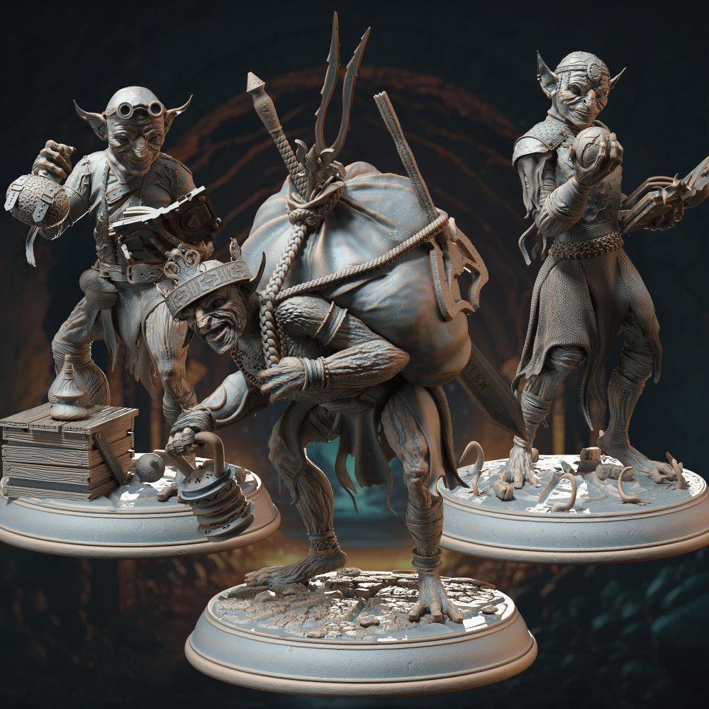 Mana Goblin Trio - Alchemist, Sorcerer, Loot [Three Models - 25mm bases]
