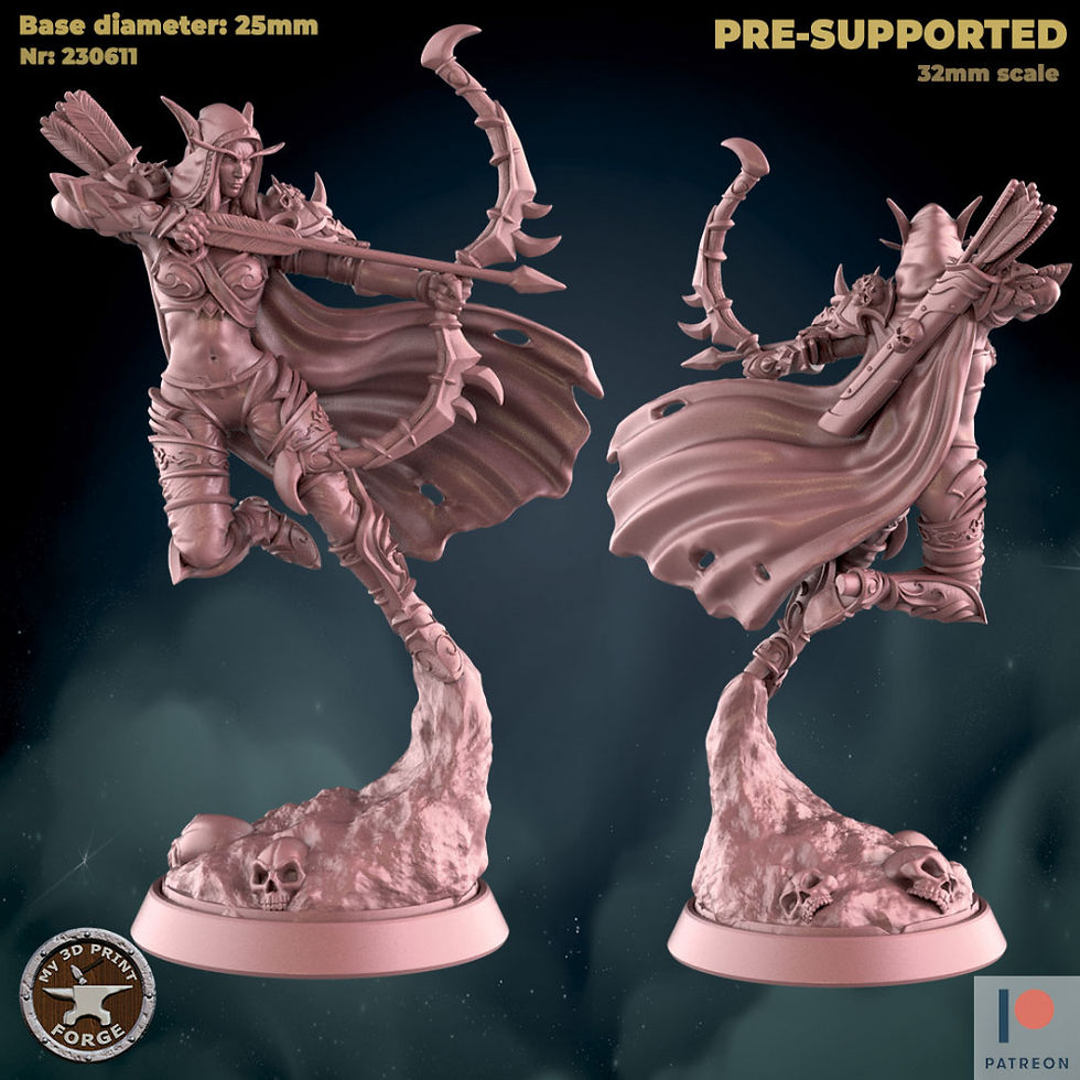 Undead Elf Archer Leader - 3 versions - Standing, Attacking or Screaming
