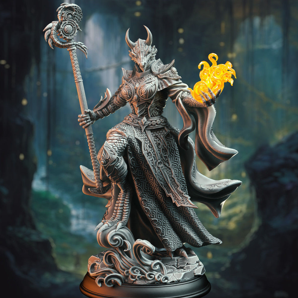 Ascended Dragon Warlock - Tharvaya [25mm base]