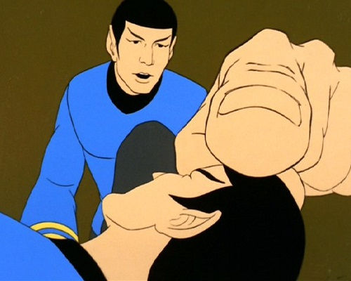 Spock's huge clone attempts to mind-meld with the original model.