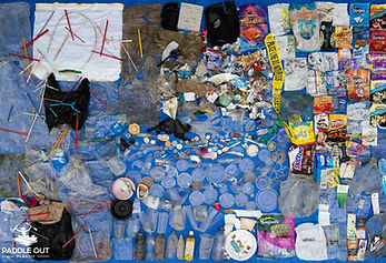 Trash from the ocean recovered by Paddle Out Plastic volunteers