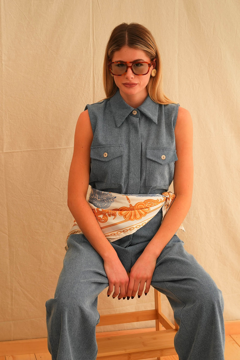Thumbnail: DENIM SAFARI JUMPSUIT