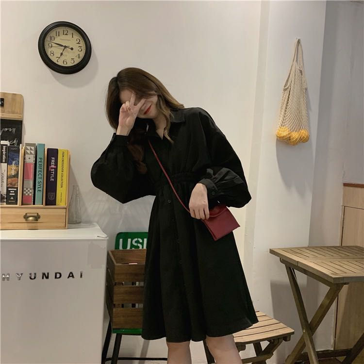 韓国シャツえりワンピース