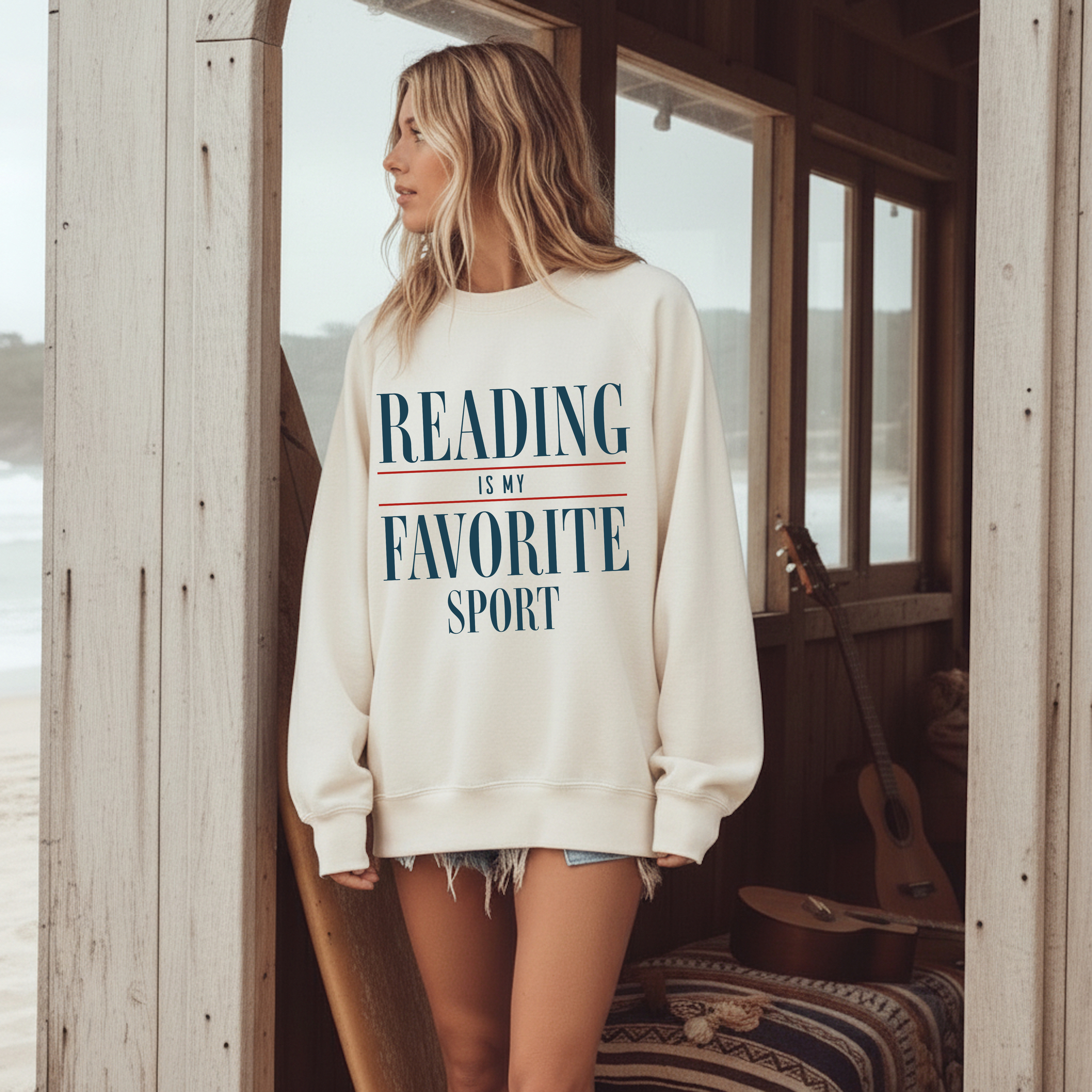 Reading Is My Favorite Sport Crewneck Sweatshirt