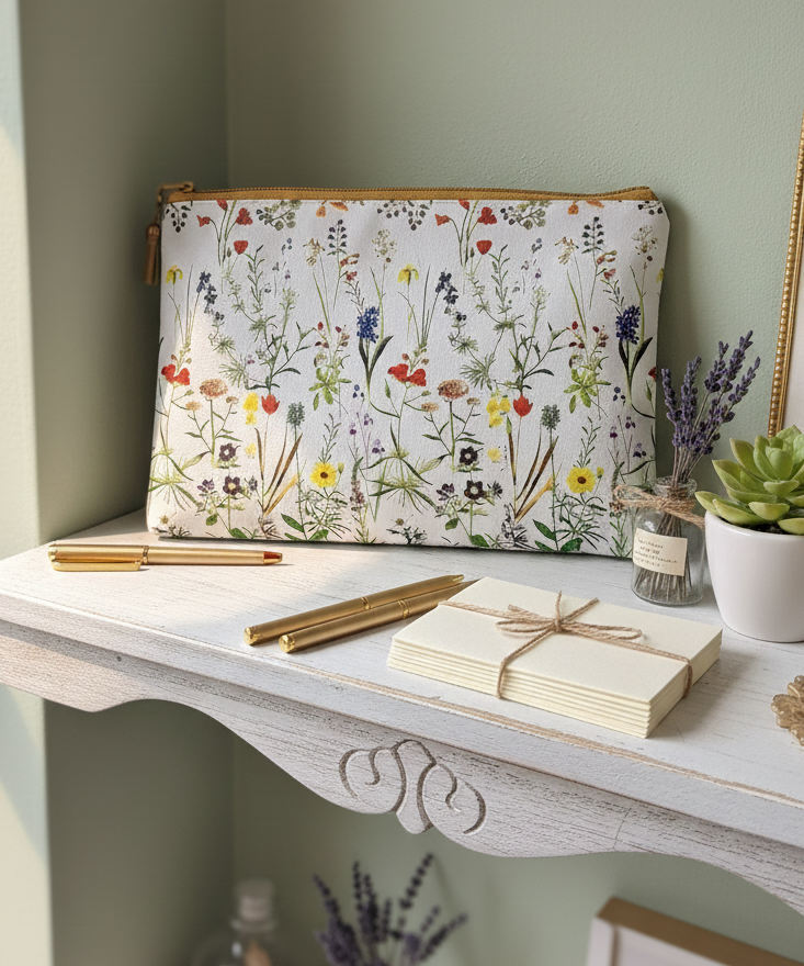 botanical,flower stem, iPad sleeve 9.7, iPad air 2, toiletry bag, make-up pouch,