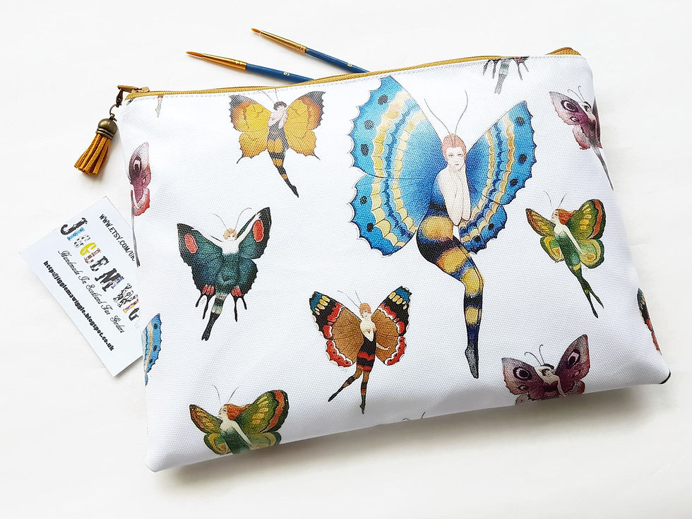 Miniatura: 1920s,girl with wings,butterflies faux leather washbag, vegan cosmetic bag.