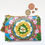 Thumbnail: Flowers print vegan card wallet, small faux leather zipper coin purse.