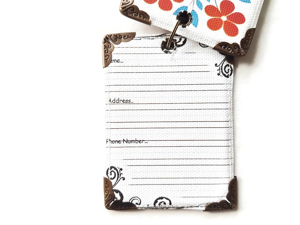 縮圖：folky eclectic luggage tag, bag charm,vegan leather,travel tags.