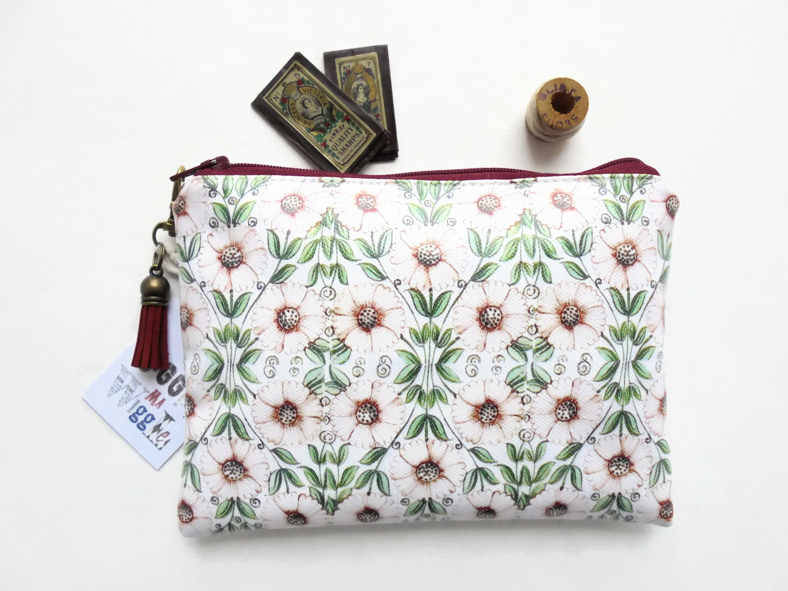 Pink Daisies vegan vinyl wallet.