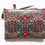 Thumbnail: Red folky floral cosmetic bag, vegan faux leather make-up pouch.