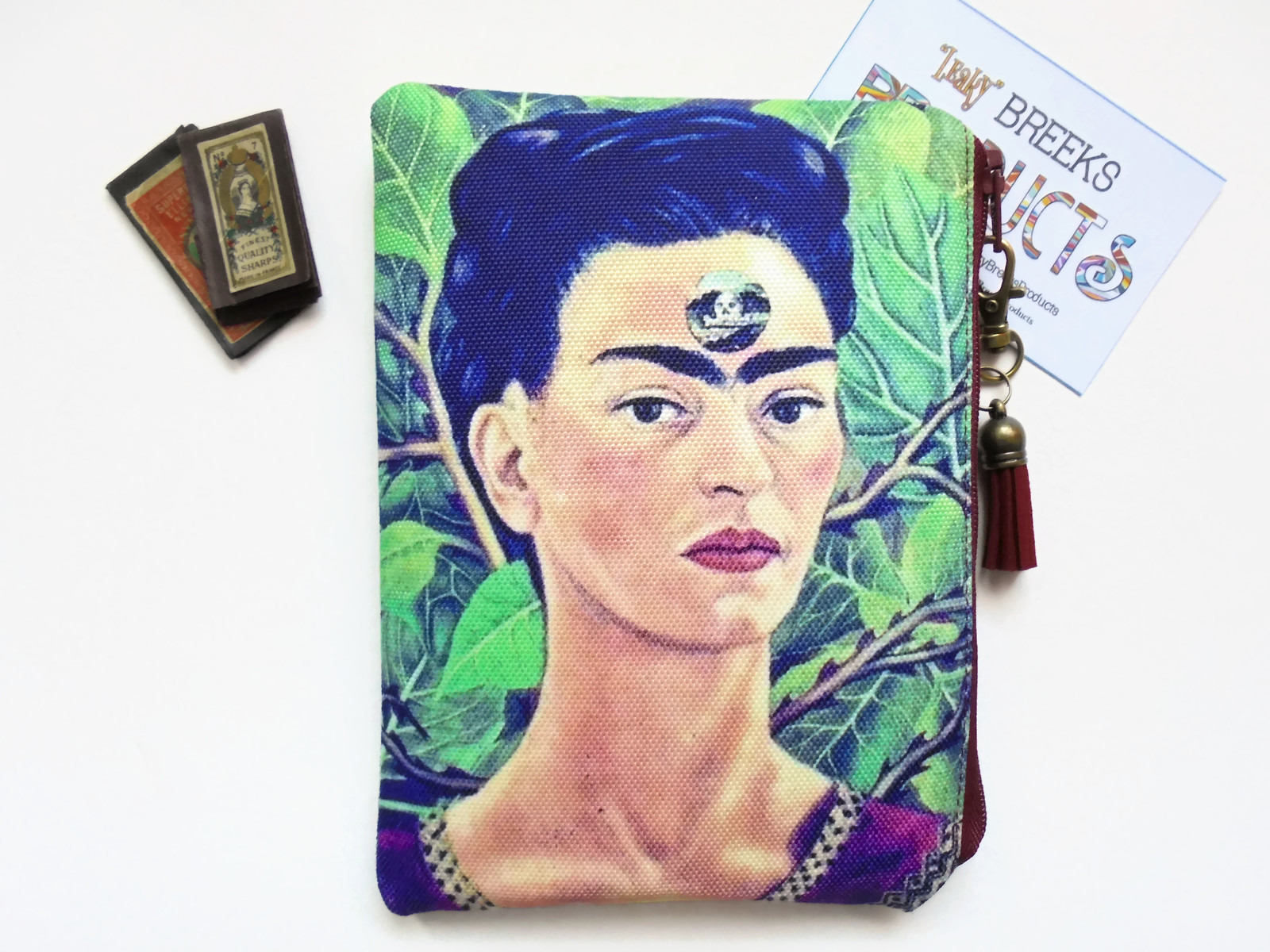 Mum gifts, Frida Khalo, mexican, self portrait, sewing pouch, zipper wallet, com