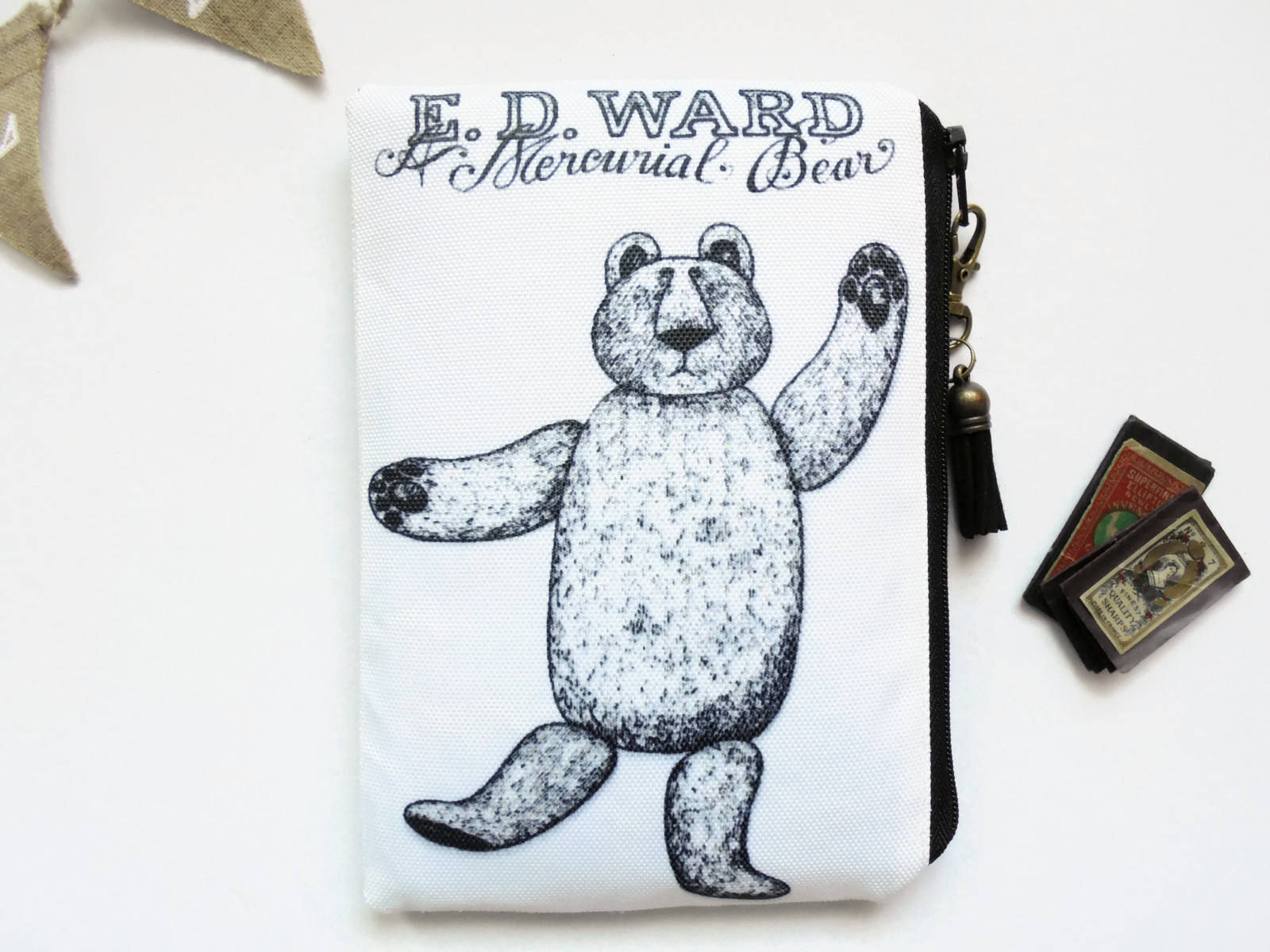 zipper Bag, edward gorey, mercurial bear, dark victorian, gothic, sewing pouch,