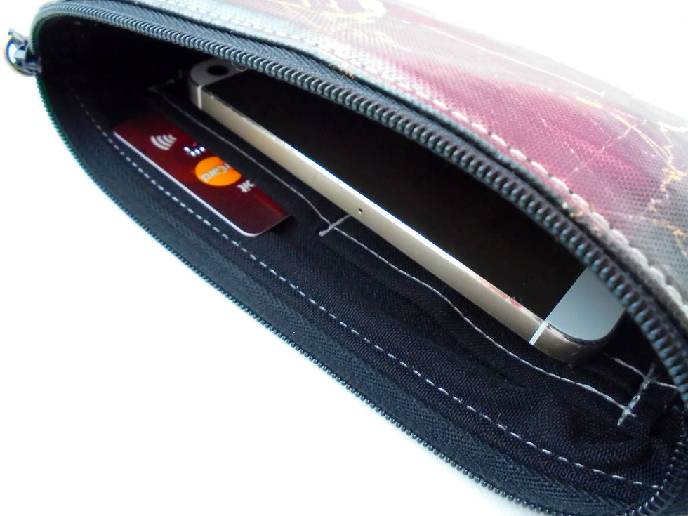 Miniatura: Black marbled vegan purse,travel wallet, faux leather pouch.