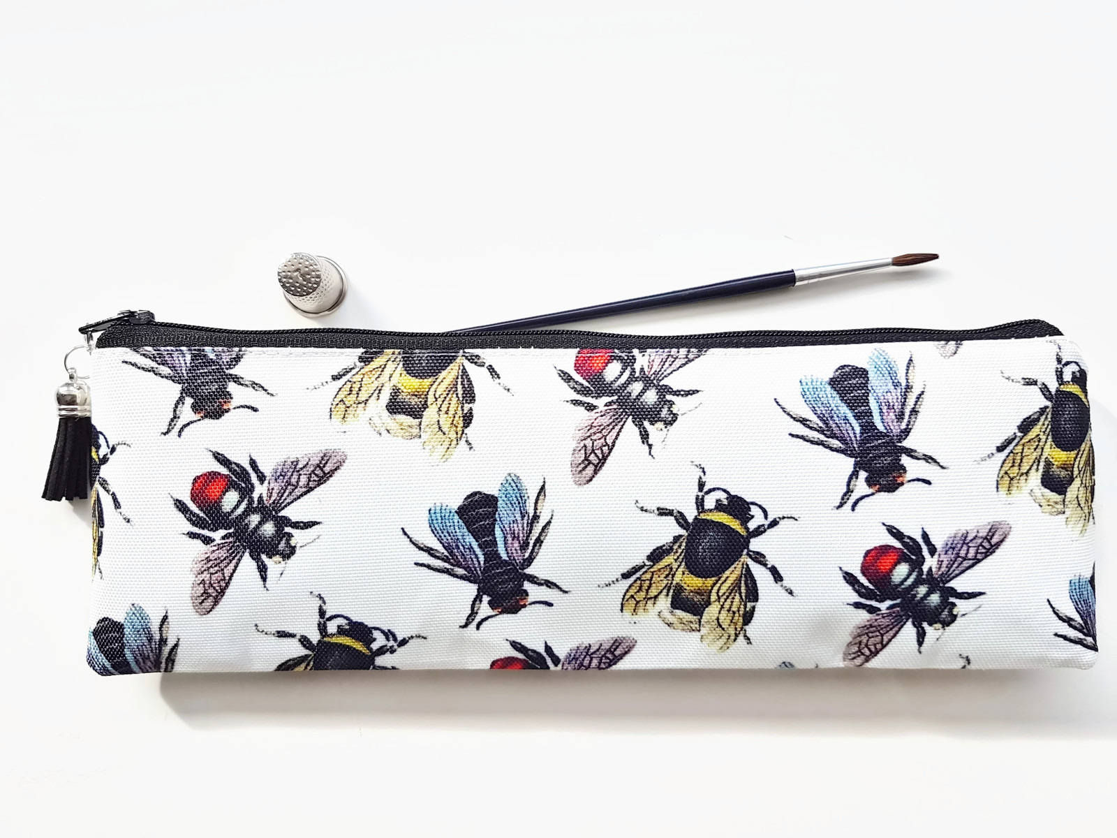 XLong brush bag,Art gifts,vintage bee species,pencil case, student gift