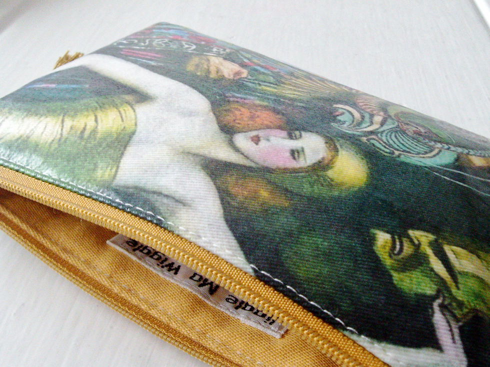 縮圖：Vintage theatre hanging bag art, vegan faux leather zipper wallet.