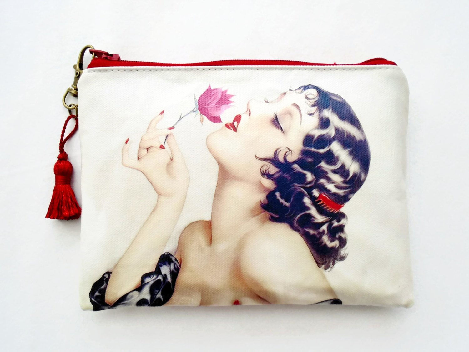 Flapper girl 1920s vegan zipper wallet.