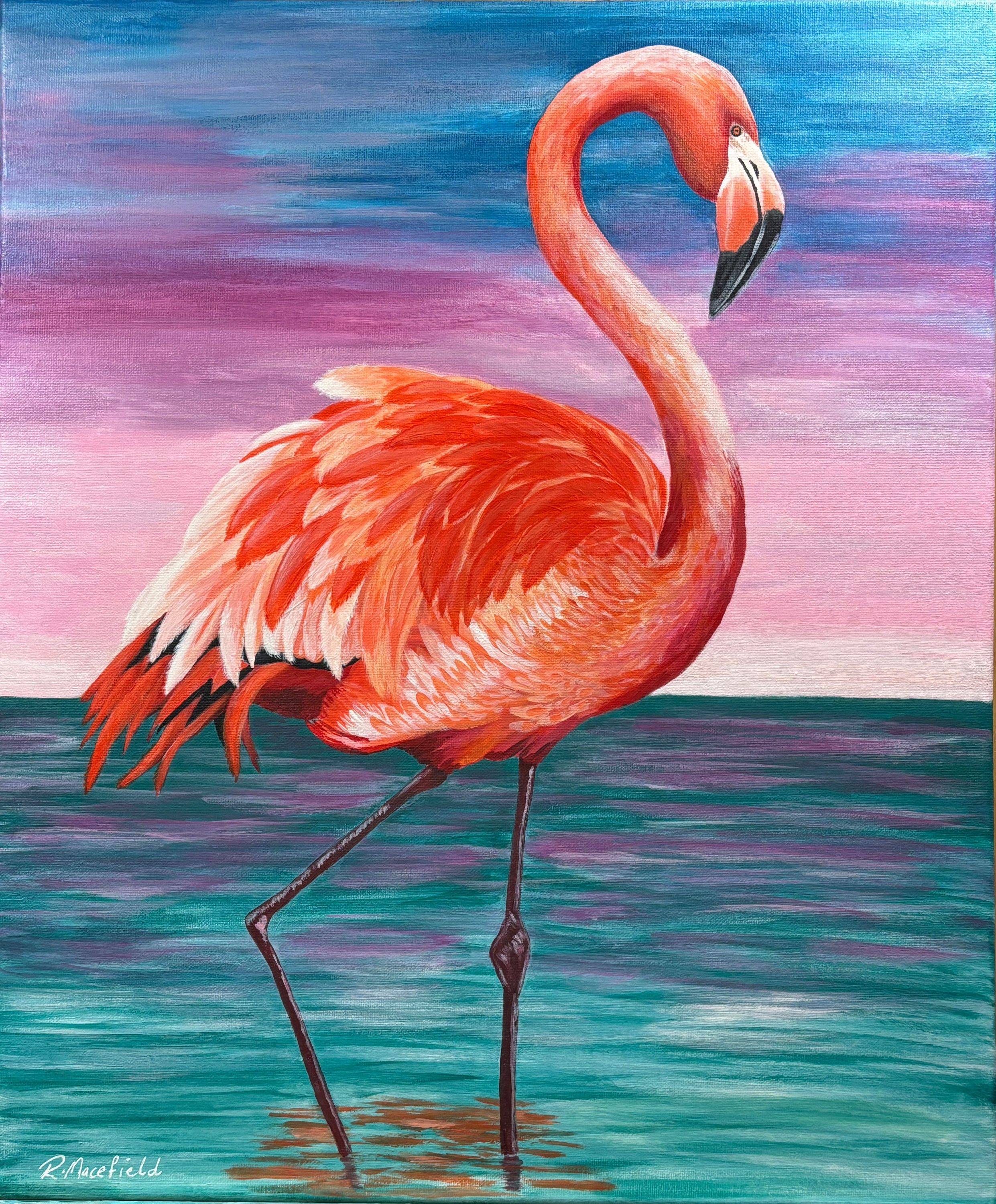 Limited Edition Print of 'Flamingo in Twilight' 50x60cm