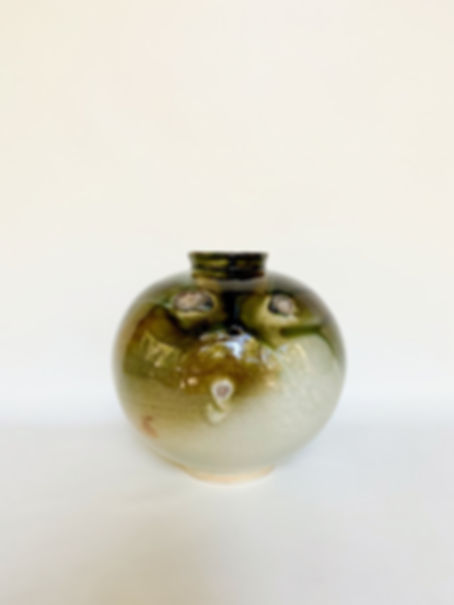 Atoll - iron green collared jar