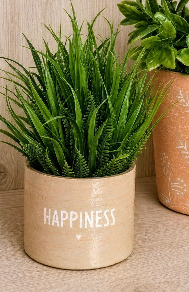 Bloempotje "happiness"