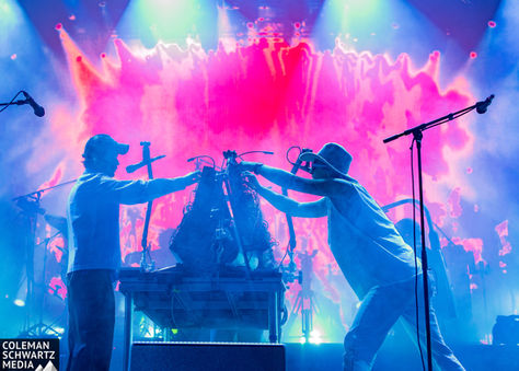 King Gizzard's Joey Walker and Stu Mackenzie perform on their modular synthesizer Nathan