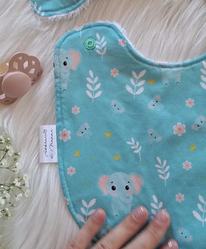 Miniatura: Bavaglino neonato personalizzato | Cotone + spugna | Elefantini | Regalo neomamm