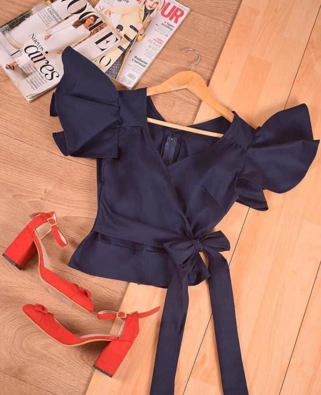 Blusa Falk Azul Moño