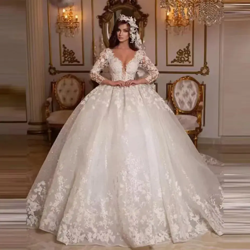 The Regal Pearl-Embellished Ball Gown