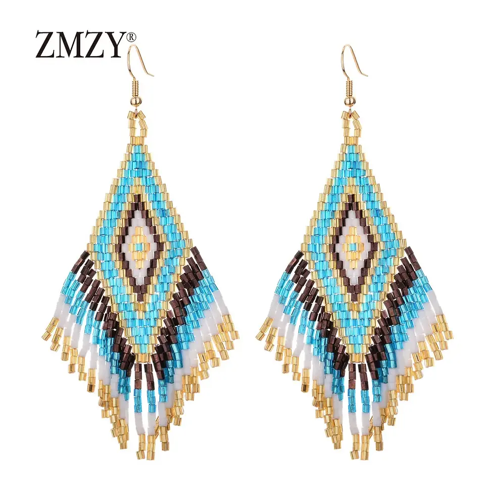 Thumbnail: ZMZY Boho Drop Crystal Beaded Earrings