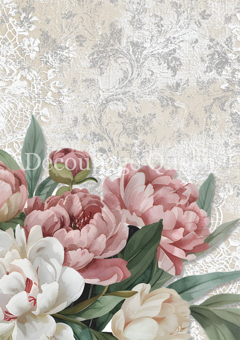 Dainty and the Queen - Peonies and Lace A4