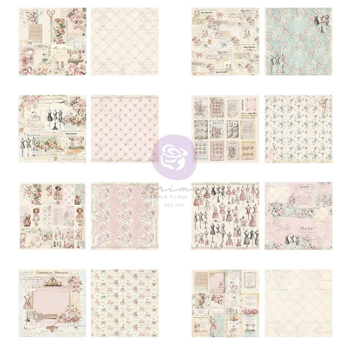Buttons & Keepsakes Collection 8×8 Paper Pad – 32 sheets – 8 double-sided design