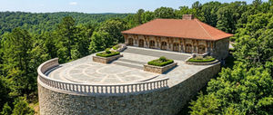 Aerial view of a building with large terrace. Mount Royal