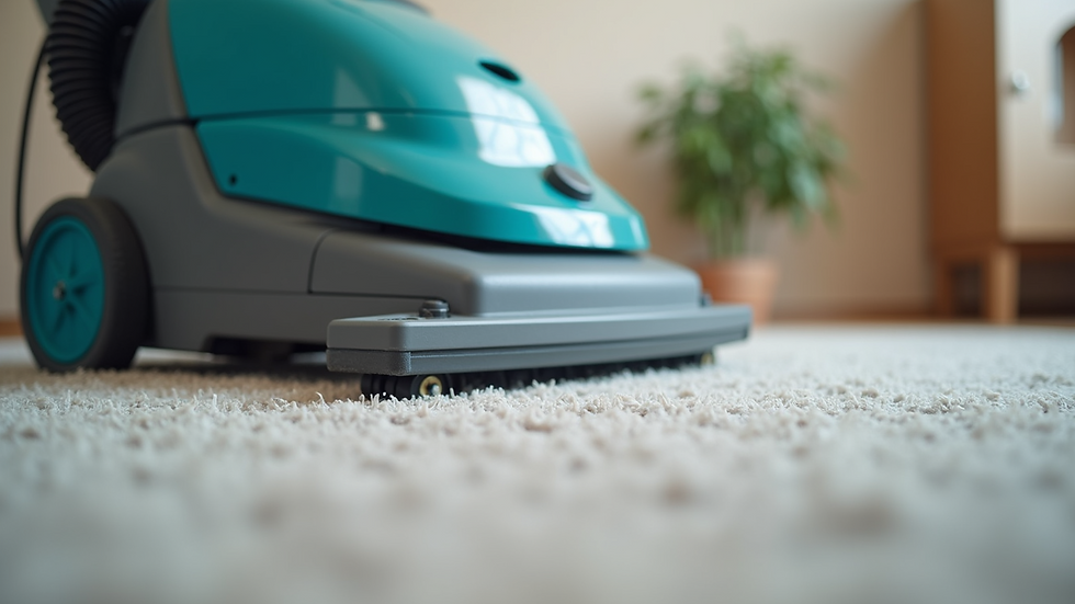 Close-up view of a carpet cleaning machine in action