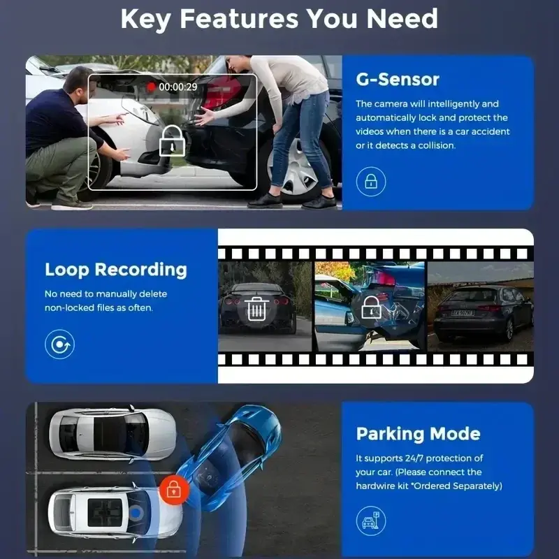 Thumbnail: 2/3Camera WIFI/NO WIFI Dash Cam Cabin Car Dvr 1080P Interior Vehicle Three Way C