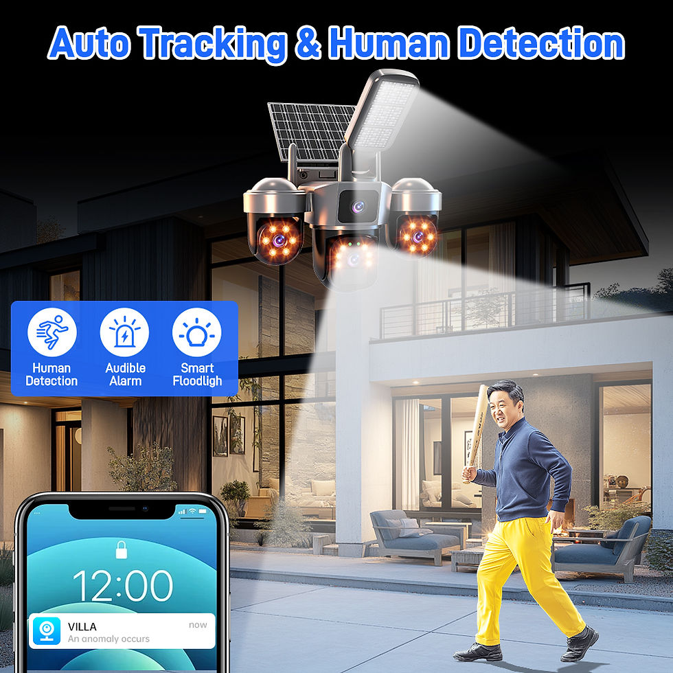 Thumbnail: New WIFI Solar Camera 3 Lens 3 Screen 10X Optical Zoom Outdoor PTZ PIR Human Det