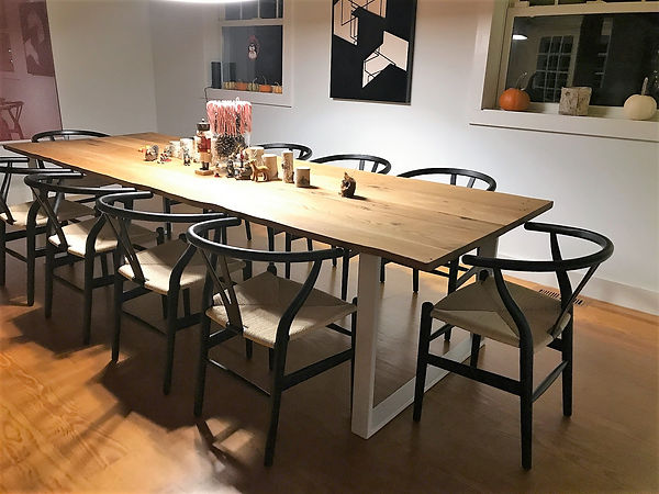 Metal table legs in white powder coat by Dirt Frog Furniture