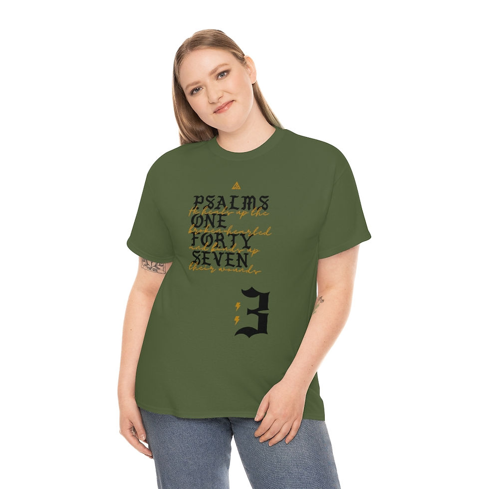 Thumbnail: PSALMS 147:3 BLACK & GOLD Unisex Heavy Cotton Tee