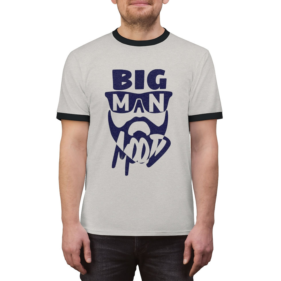 Thumbnail: NAVY BIG MAN MOOD Unisex Ringer Tee