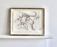 Rosalie Watkins artist drawing scrawl all over coral chalk