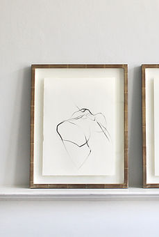 Rosalie Watkins artist two drawings half shown frames shelf